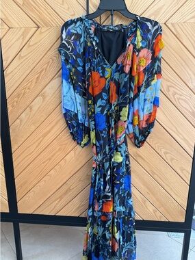 Kobi Halperin Koa Ruffled Floral-Print Midi Dress, Size S